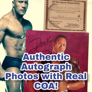 Two ✌🏽 Authentic WWF/WWE THE ROCK Autograph 8x10 Photos With COA! 💪🏾
